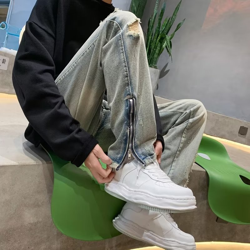 利Quần jeans Dài Xẻ Tà Thời Trang Dành Cho Nam