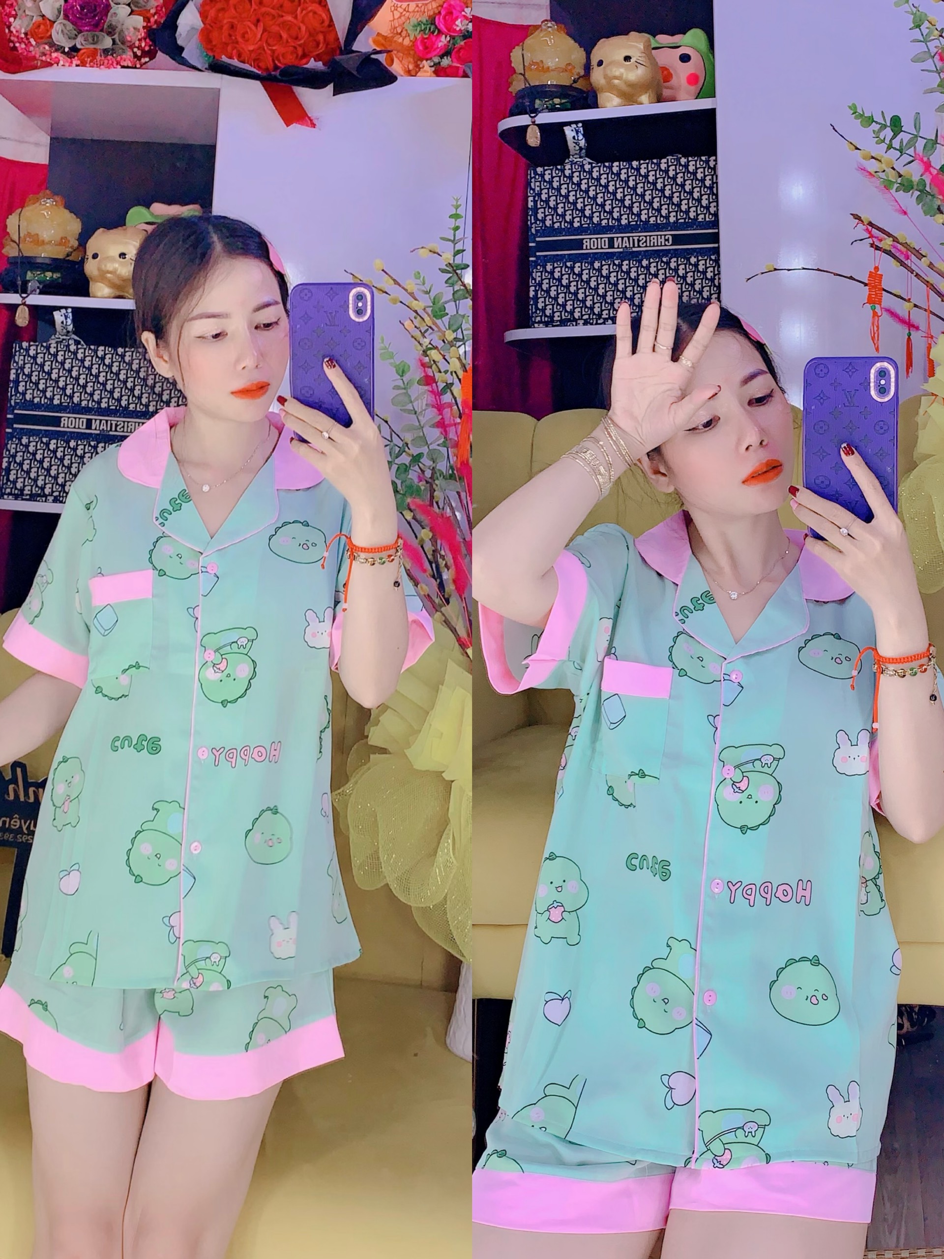 Pizama lụa manggo đùi thiết kế trẻ trung