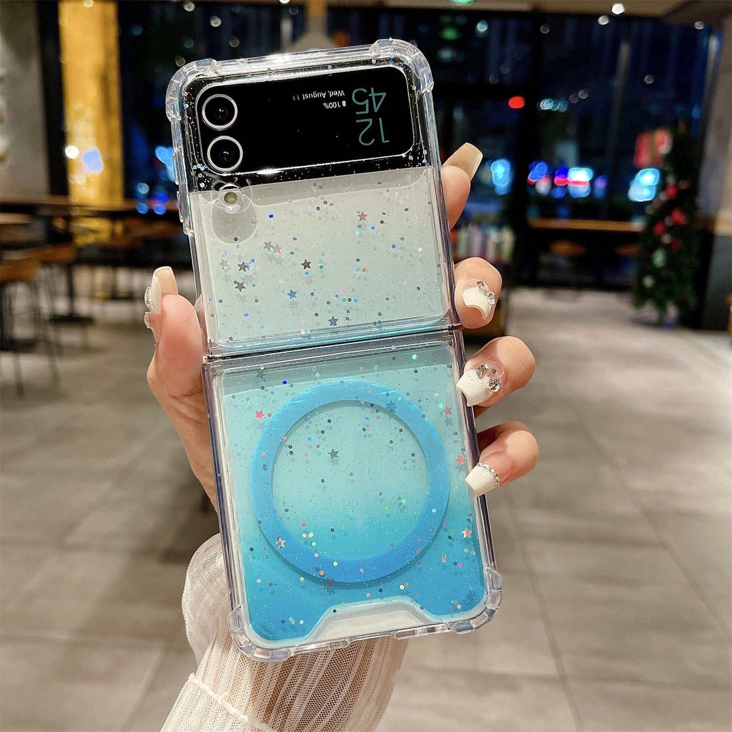 Casing For Samsung Z Flip 5 4 3 flip5 flip4 flip3 Fashion Glitter Hard tpu Shockproof Protection Back Cover