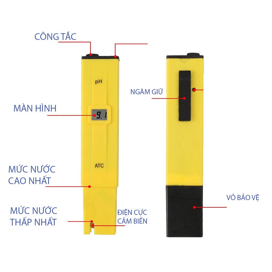 Bút đo nong ho Ph, bút đo nồng độ PH, máy đo nồng độ Ph của nước của dung dịch, nước bể cá, Bảo hành hàng lỗi 1 đổi 1 uy tín