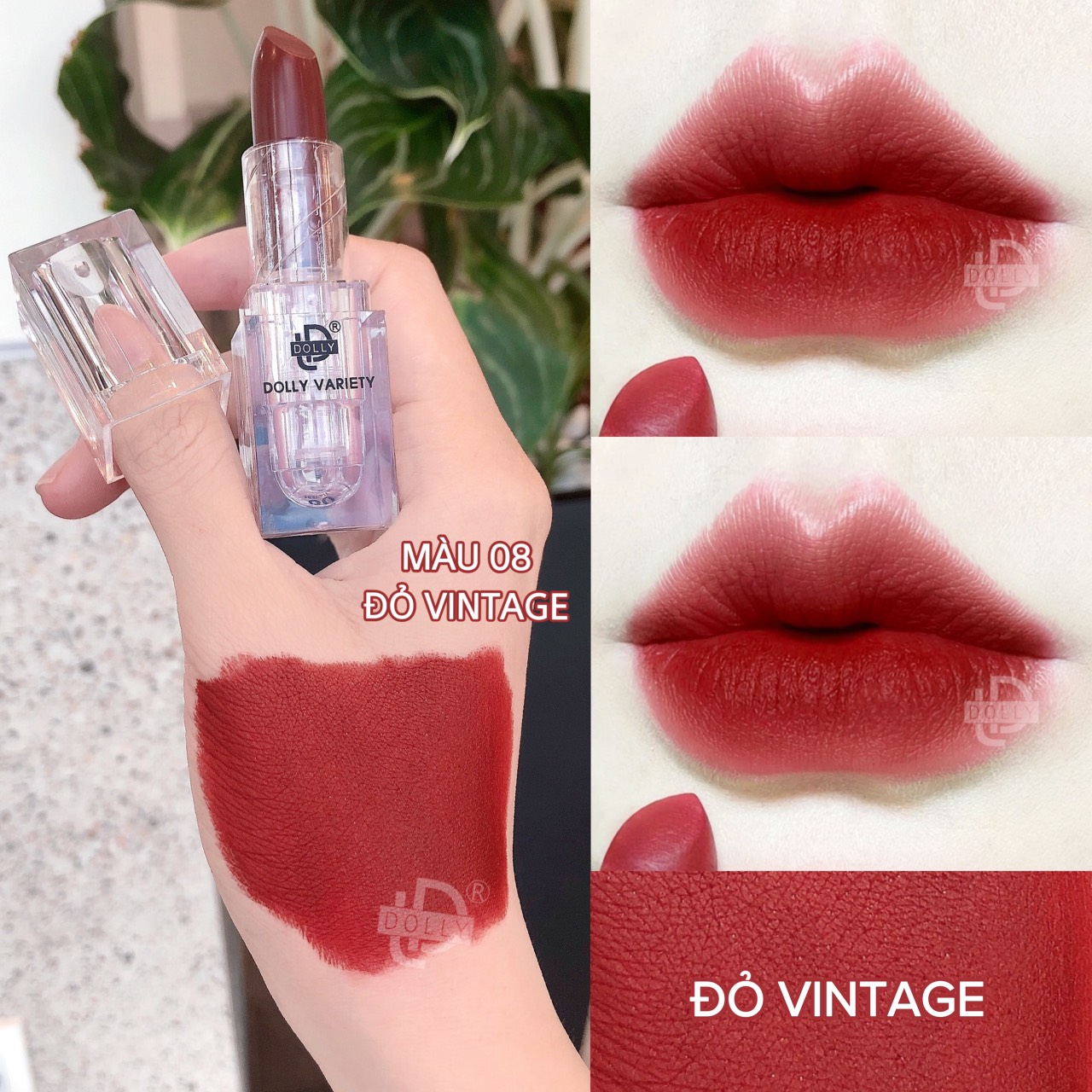 Son thỏi lì siêu mịn môi DOLLY VARIETY [Màu Đỏ vintage]