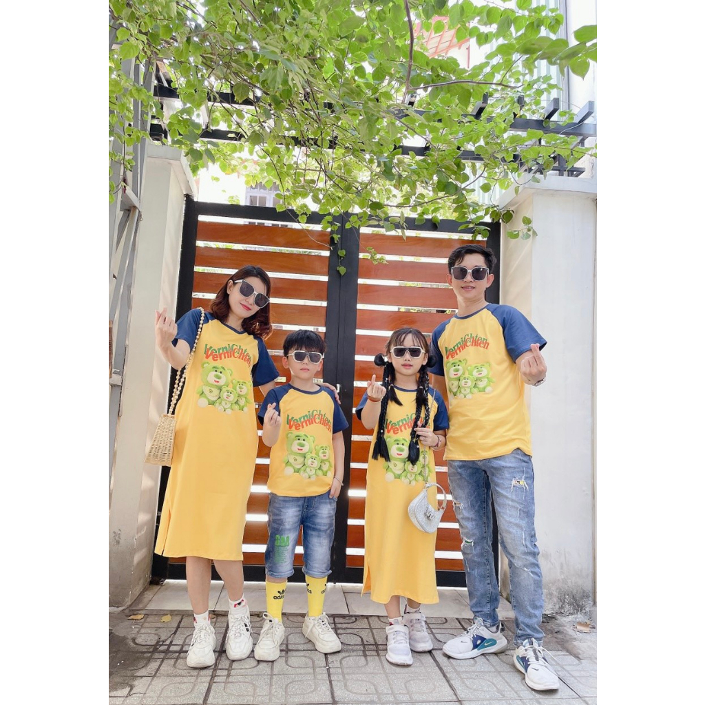 Set Đồ Đôi Gia Đình Gấu Bơ VÀNG DD08