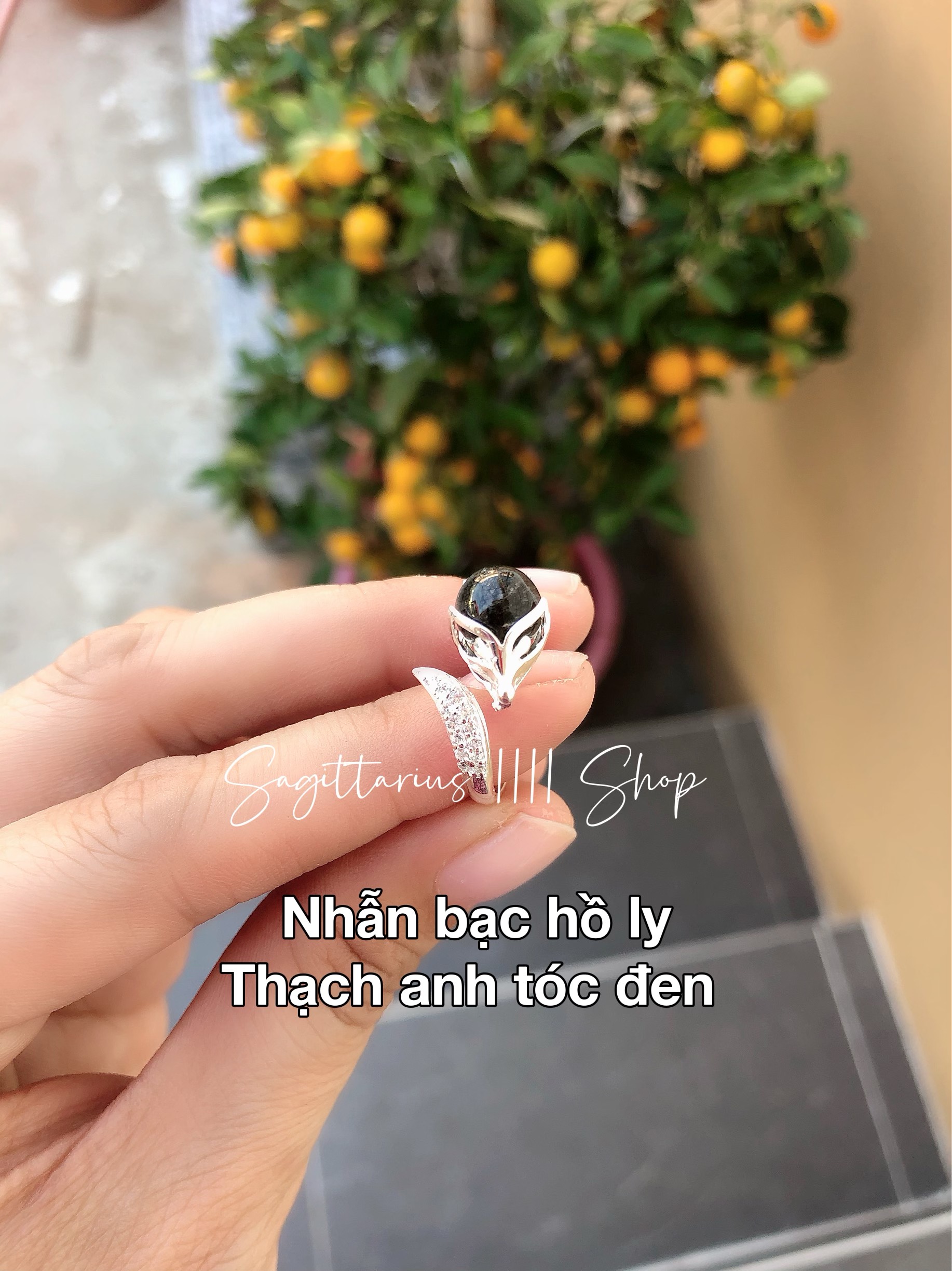 Nhẫn hồ ly bạc đá các loại free size