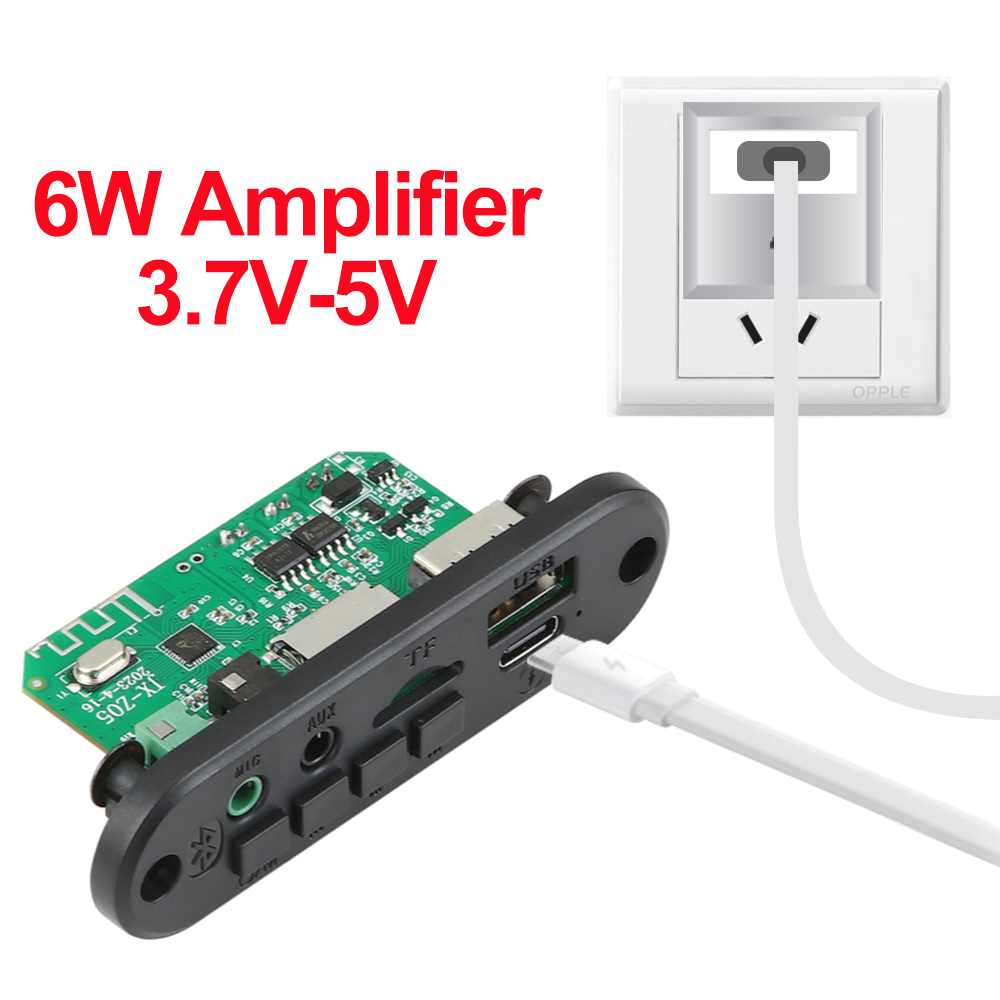 Dc 5V bảng mạch Giải Mã MP3 10W 6W khuếch đại Bluetooth xe MP3 máy nghe nhạc USB Mô-đun ghi âm FM Aux TF Đài phát thanh Hỗ trợ microphone
