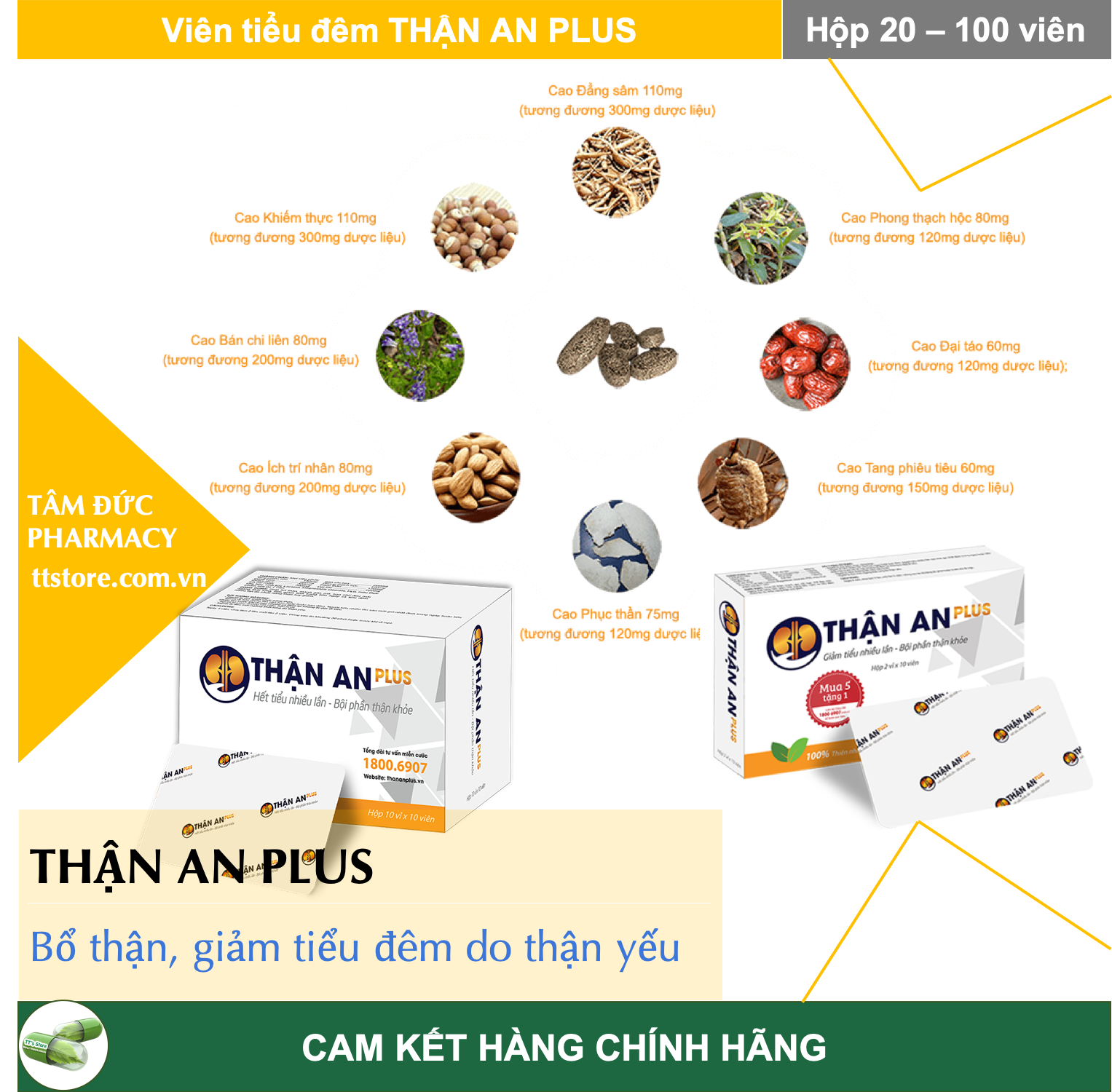 THẬN AN PLUS [Hộp 120 viên] - Bổ thận, giảm tiểu đêm