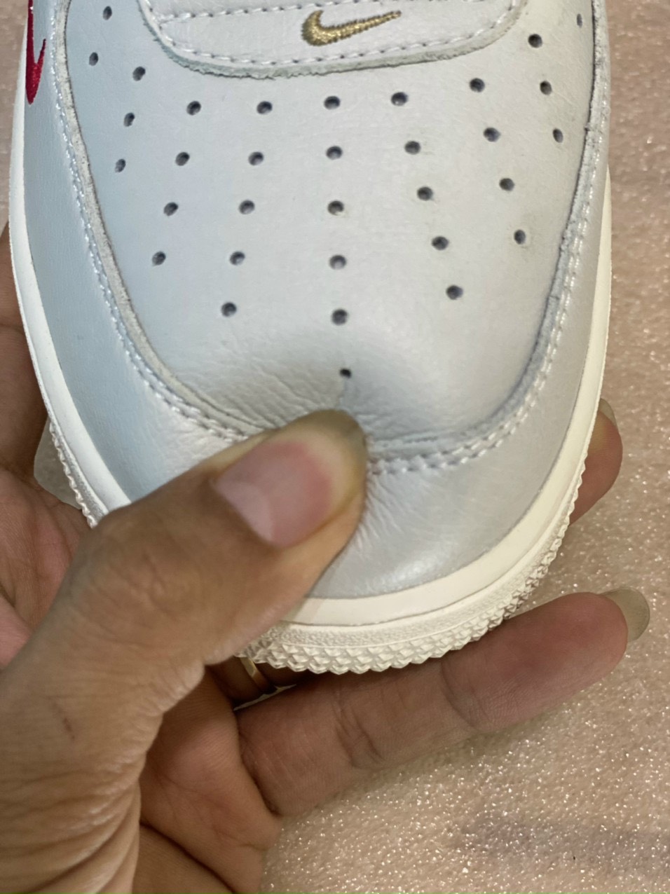 Giày Nike AF1 Low White Brown Gold Chính Hãng [Authentic Full Box Bao Check]