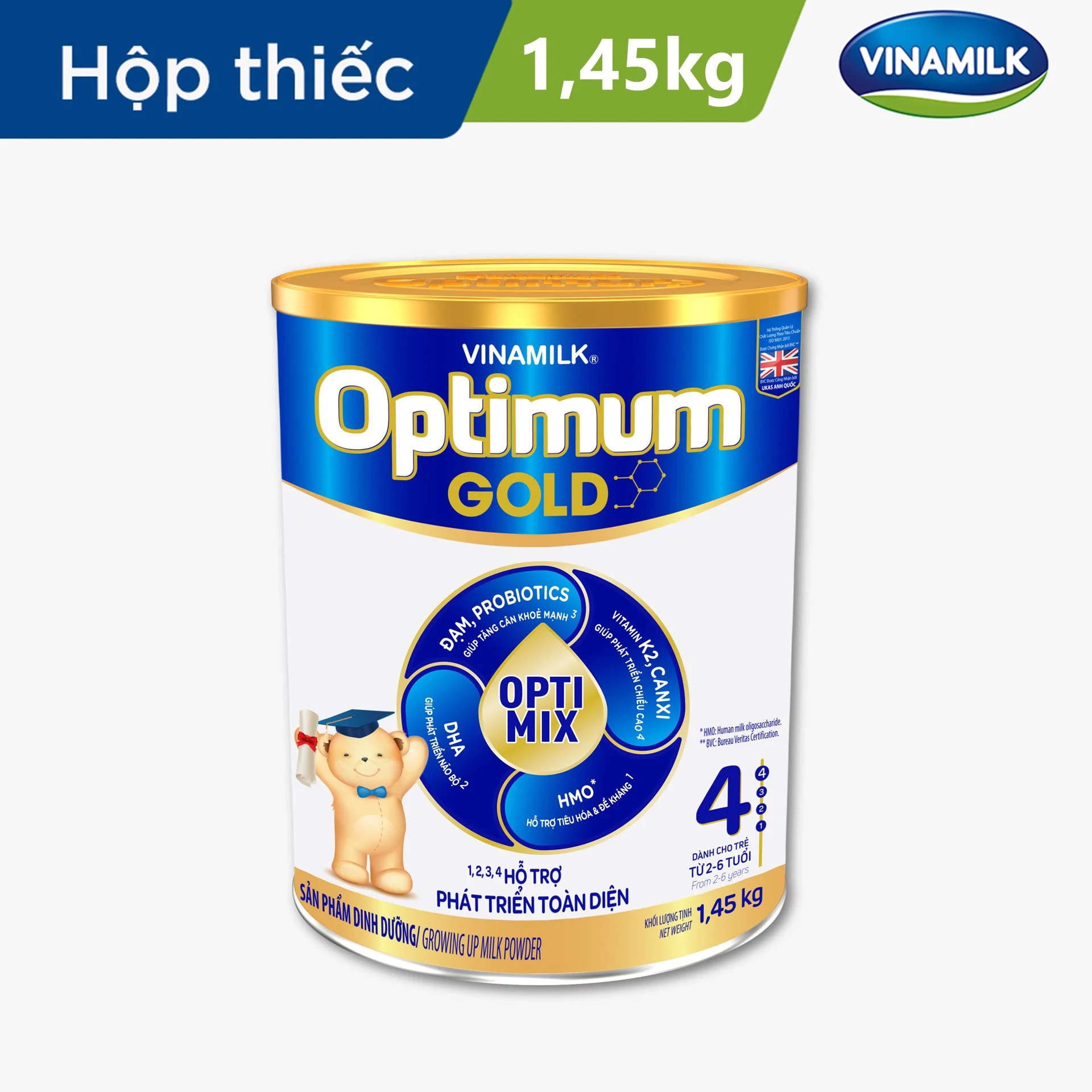 Sữa bột Optimum Gold 4 - lon 1.45kg (cho trẻ từ 2- 6 tuổi) Chính hãng