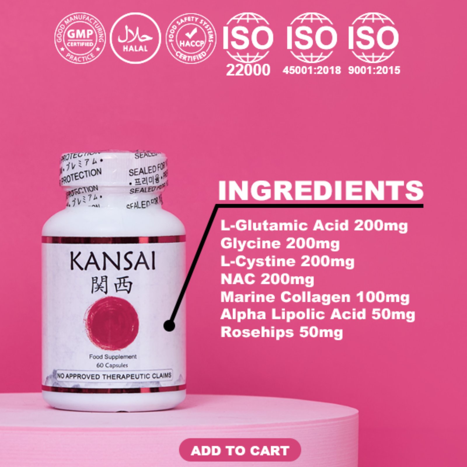 kansai glutathione Kansai Glutathione L-Glutamic Acid Glycine L-Cystine with NAC Marine  CollagenVit C Rosehips ALA Marine Collagen Antioxidants Vitamin C And Alpha  Lipoic Acid Single Item Health Formulation - Lazada