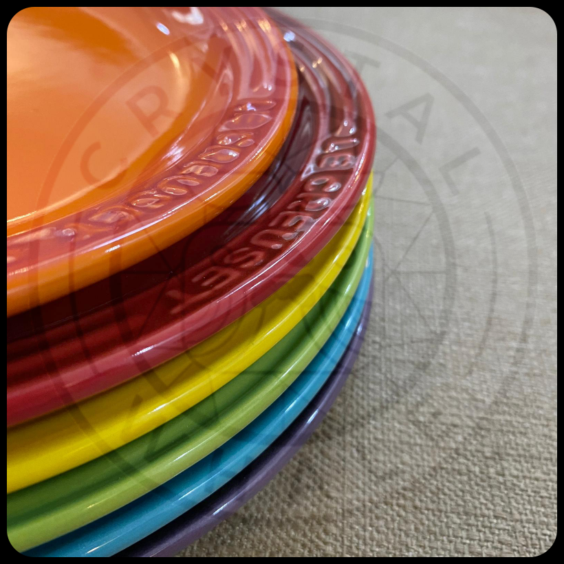 le creuset rainbow tea plates