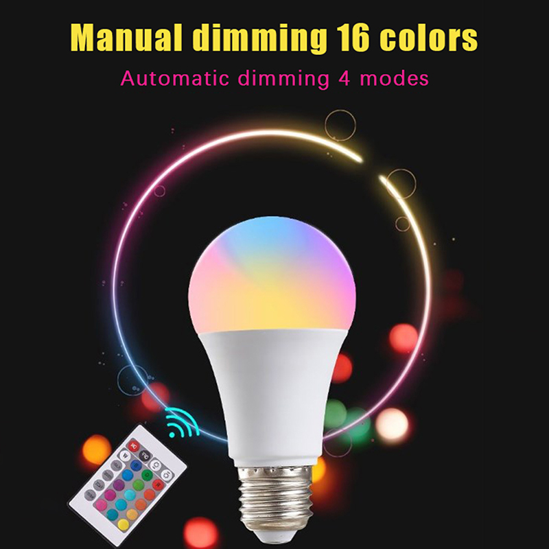 16 Colors RGB Bulb LED Multicolor Bulb E27 Base 220V Household Lighting Dimmable 24 Key Remote Control Atmosphere Neon Light. 