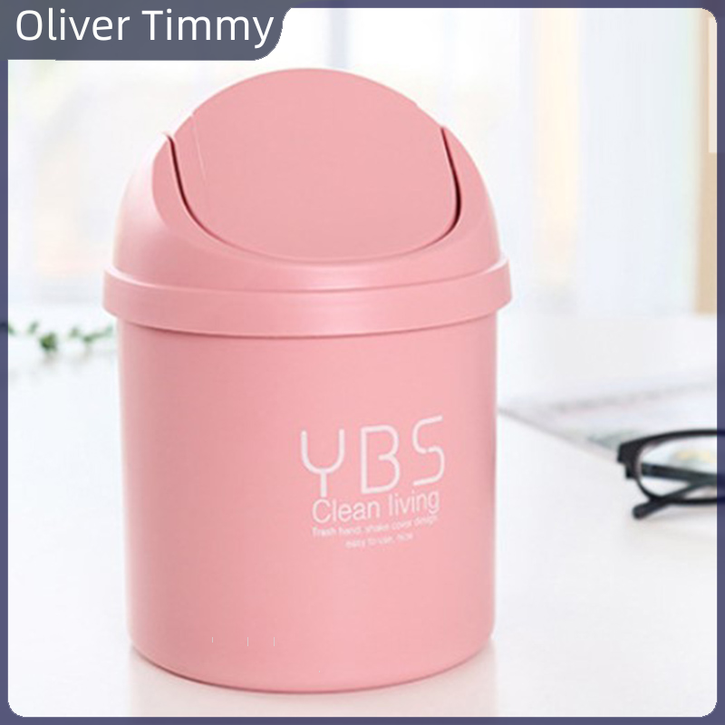 [Oliver Timmy] Desktop Mini Waste Bin Small Trash Can Household With Bins Desk Storage