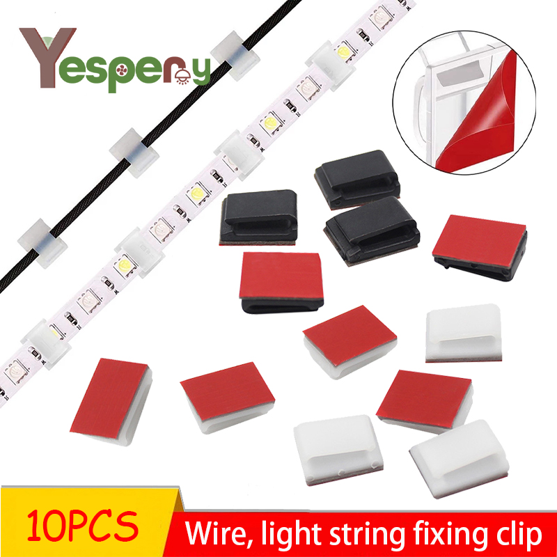 YESPERY 10pcs Self-adhesive Data Cable Light String Decorative Wire Fixed Clip Car Wire Fixing Organizer Wire Management Harness Clamp