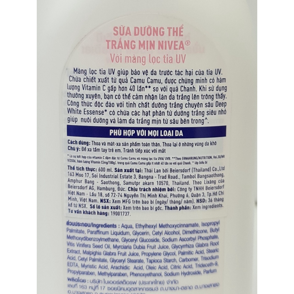 Sữa Dưỡng Thể Trắng Da NIVEA Extra White Thái Lan 600ml