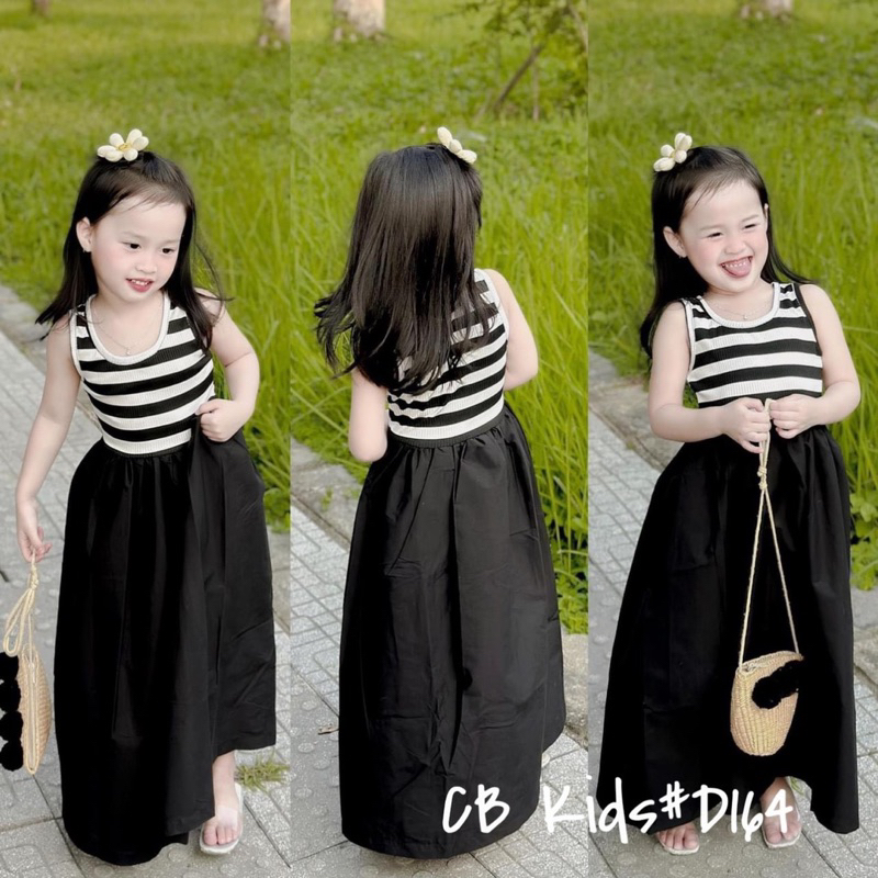 Váy đầm sát nách kẻ ngang D164 cho bé gái