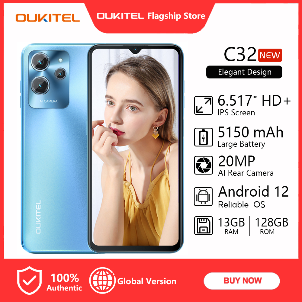 OUKITEL C32（6.517 13GB RAM 128GB ROM (Extension 1T) Global Version  Handphone 5150mAh 20MP Camera）Mobile Phone