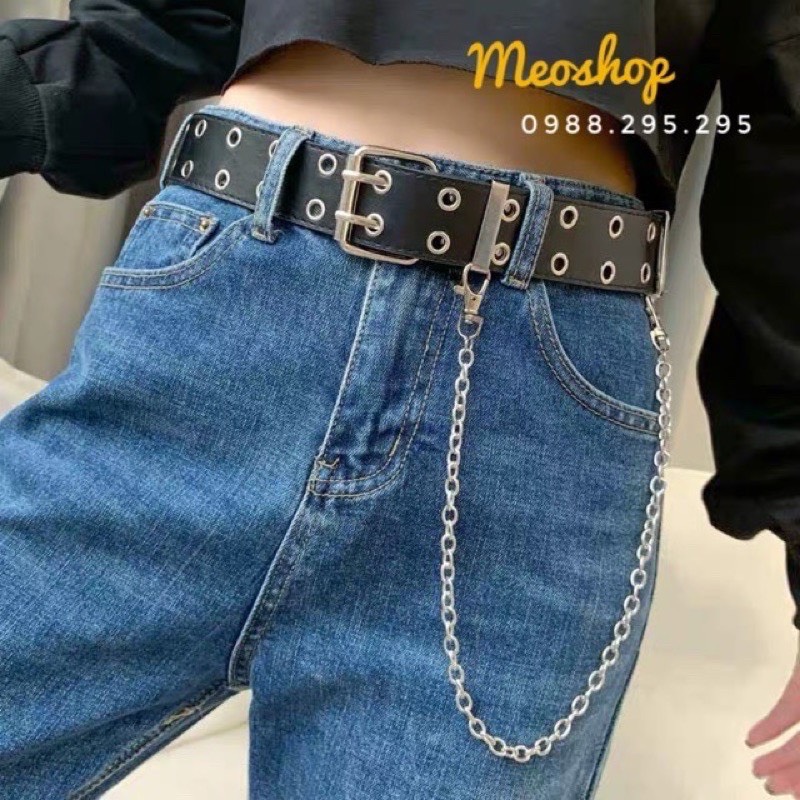 Thắt lưng nữ khóa vuông hai oze (Tặng kèm dây xích) A423
