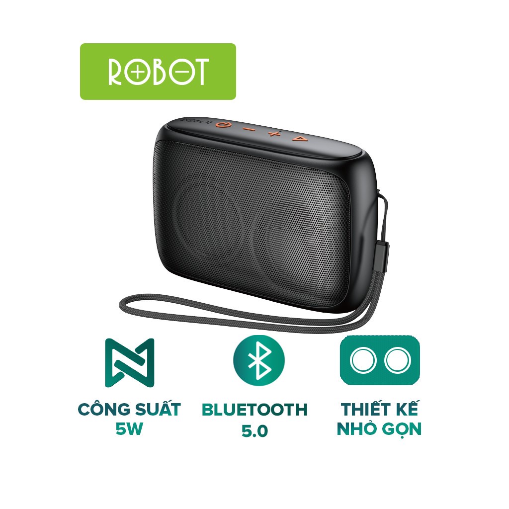 Loa bluetooth mini Robot RB110 công suất 5W loa không dây hỗ trợ ghép đôi 2 loa thẻ nhớ usb pin lâu nhỏ gọn dễ dàng mang theo âm thanh hay chất lượng tốt bass hay kết nối điện thoại - màu đen, loa không dây, loa nghe nhạc