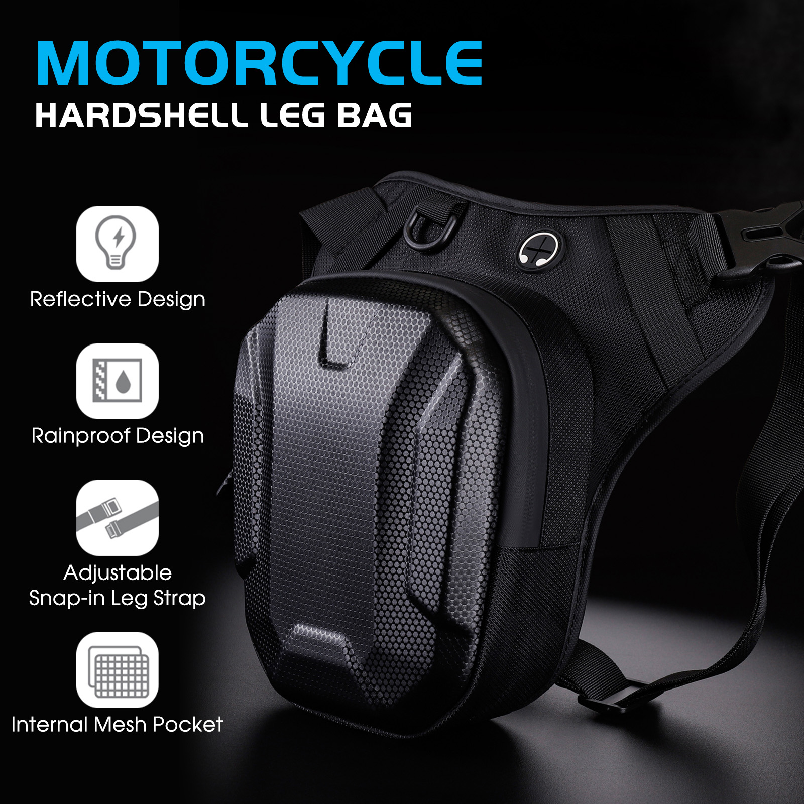 Motorcycle Leg Bag - Waterproof Drop Leg Pouch With Removable Straps, Thigh Bag For Riding, Hiking, Travel - View #13