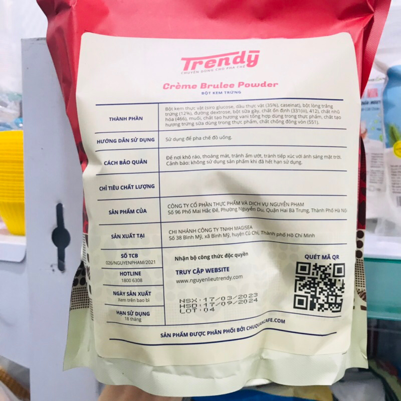 Bột kem trứng Trendy gói 1kg