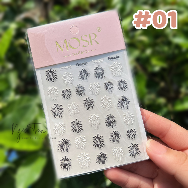 Sticker lụa nổi 5d | pháo hoa tết 2024 | hình dán móng tay