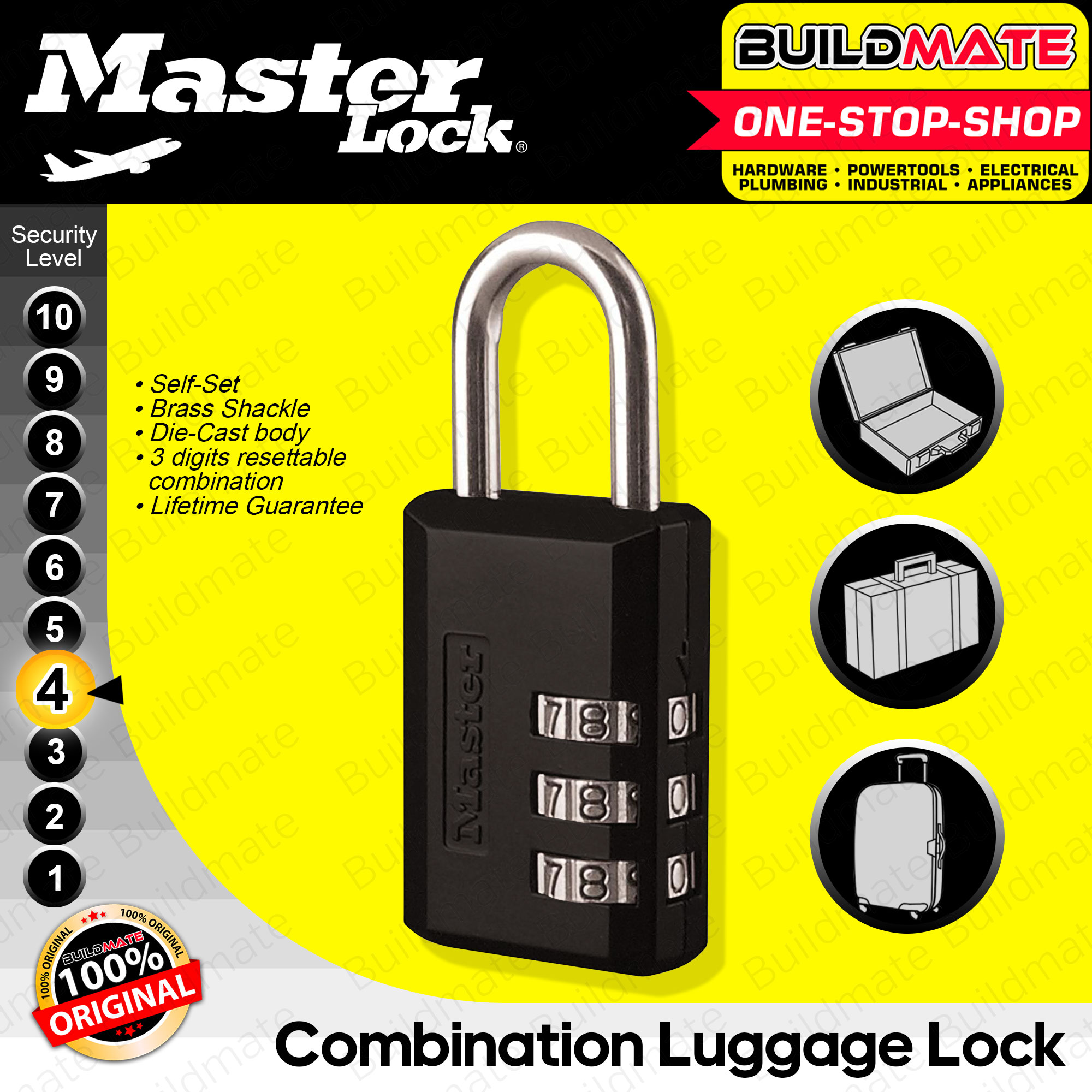 MASTER SelfSet Combination Luggage Lock Black 1'' 647Dl 100 ORIGINAL