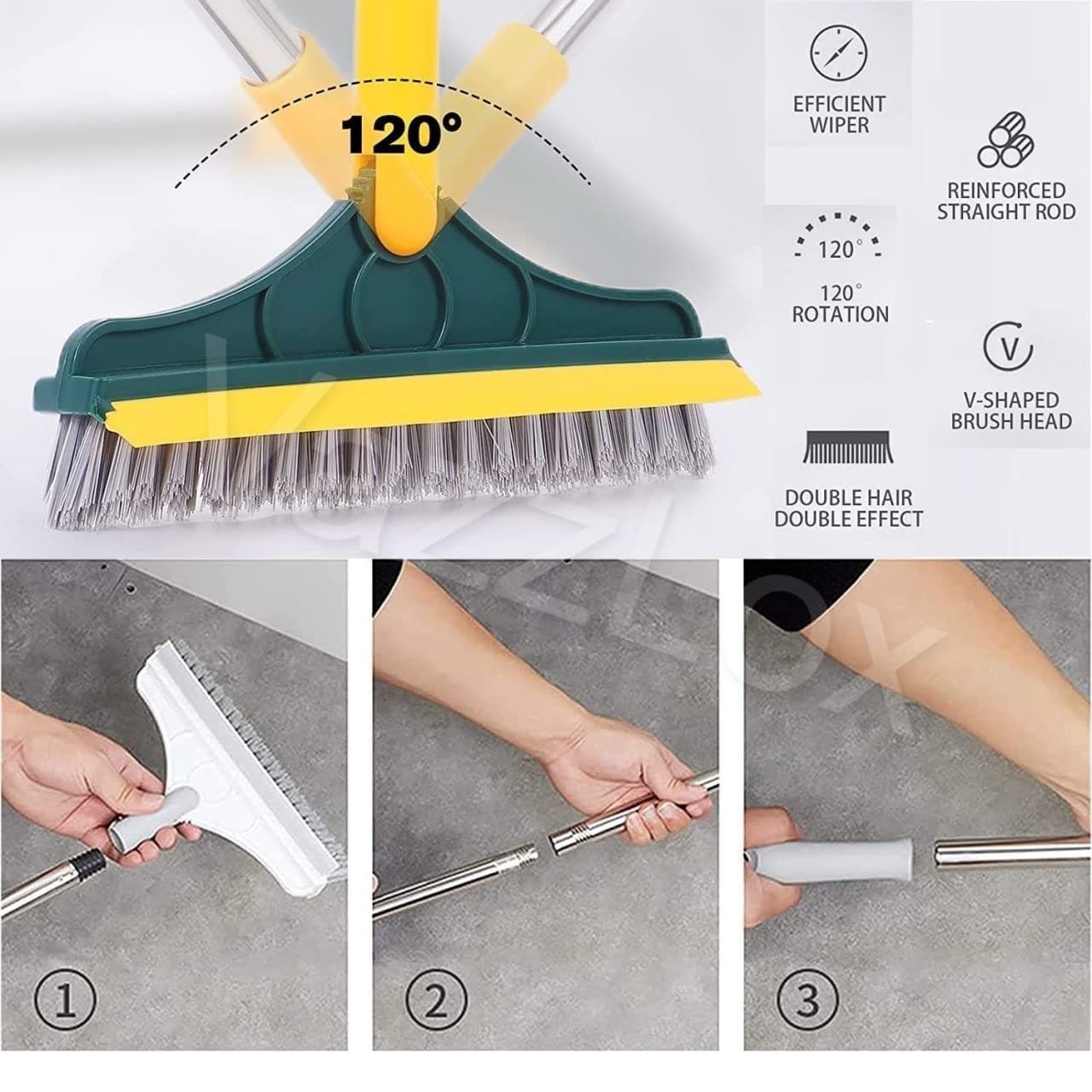 Buy WHITOPLUS Bathroom Cleaning Brush with Wiper 2 in 1 Tiles Cleaning Brush  Floor Scrub Bathroom Brush with Long Handle 120 Rotate Bathroom Floor Cleaning  Brush Home Kitchen Bathroom Cleaning Accessories Online