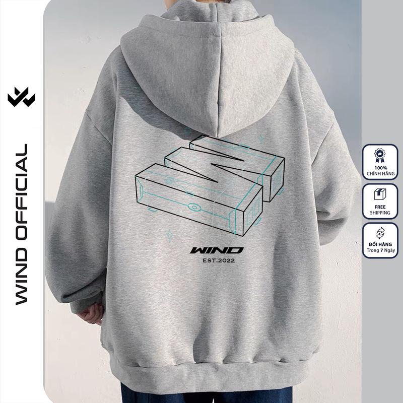 Áo khoác zip WIND 3D ZIP form rộng Unisex Hoodie dây kéo nỉ bông thơi trang nam nữ oversize
