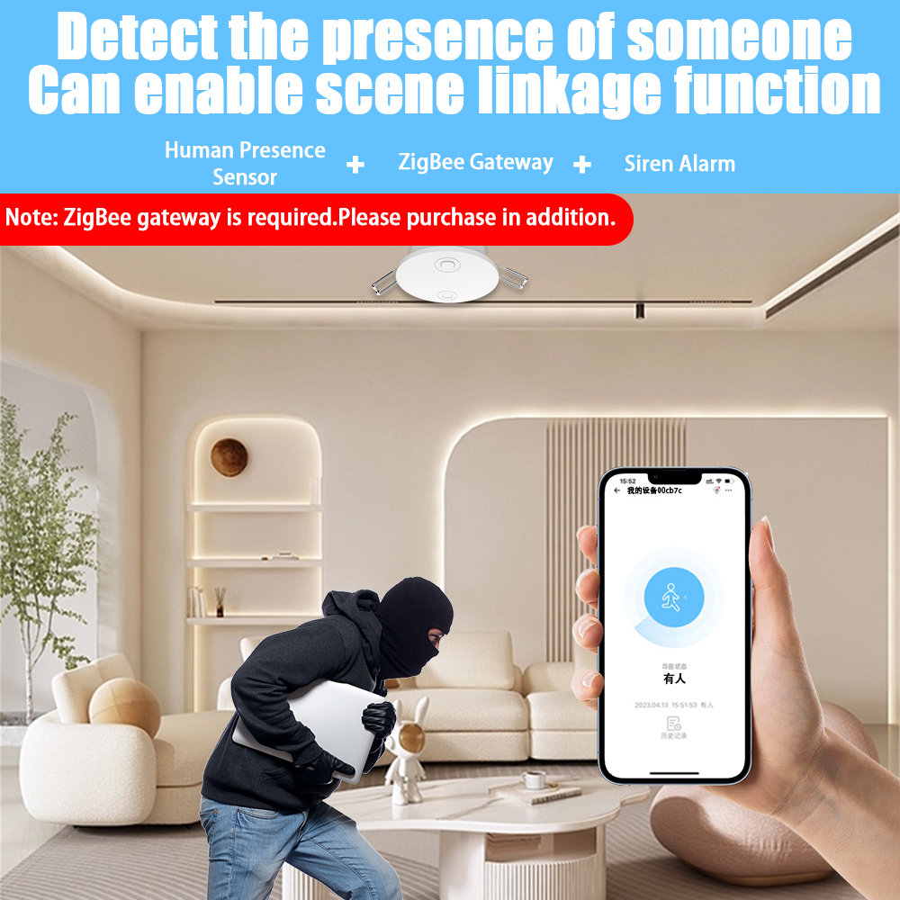 Bitterorangetgd【Ship within 24 hours】EWelink ZigBee 5.8G Smart Human Presence Detector MmWave Detection Sensor Motion Sensor For Home Security And Energy Savings