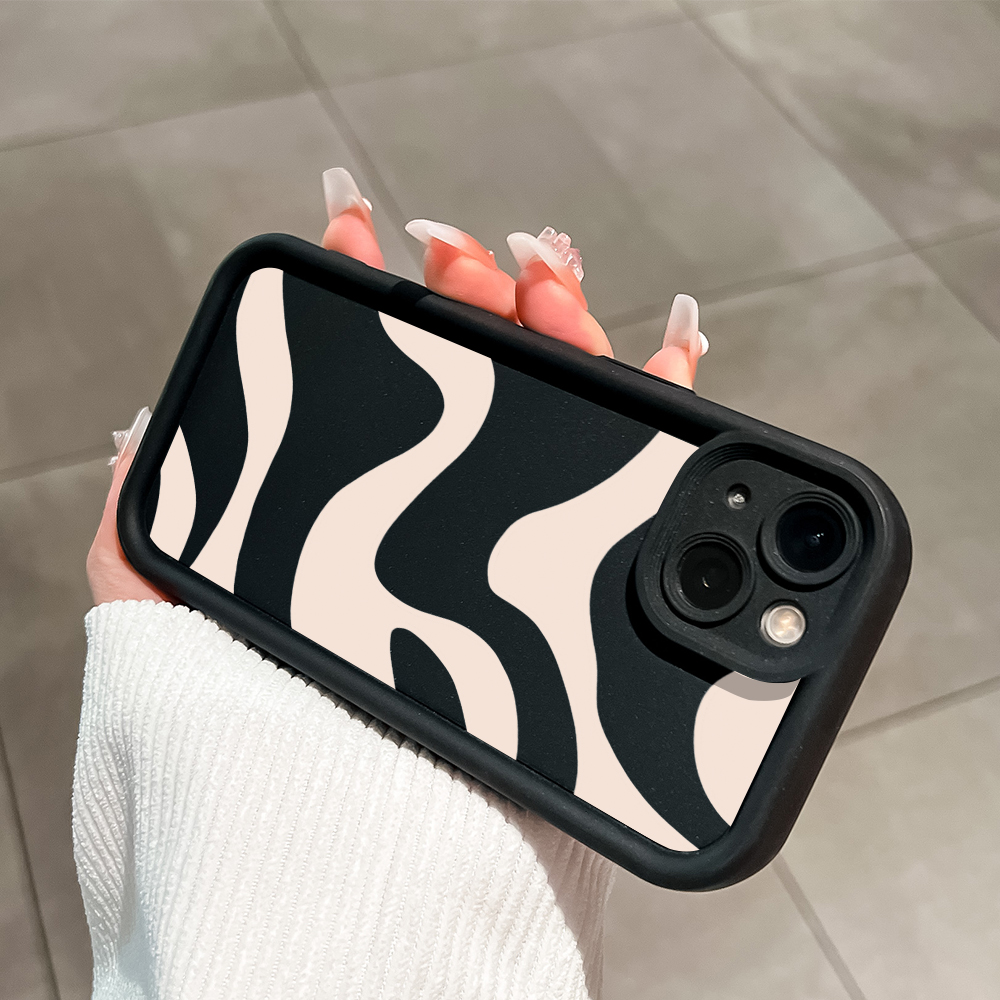 UCUC for Redmi 14C Back Cover Black White Stripes Ladder Camera Soft Rubber Protection Phone Case. 