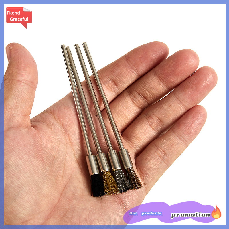 Fkend Pen Wire Brush 100mm Long Shank Cleaning Brushes Rotary Tool Rust Paint Removal