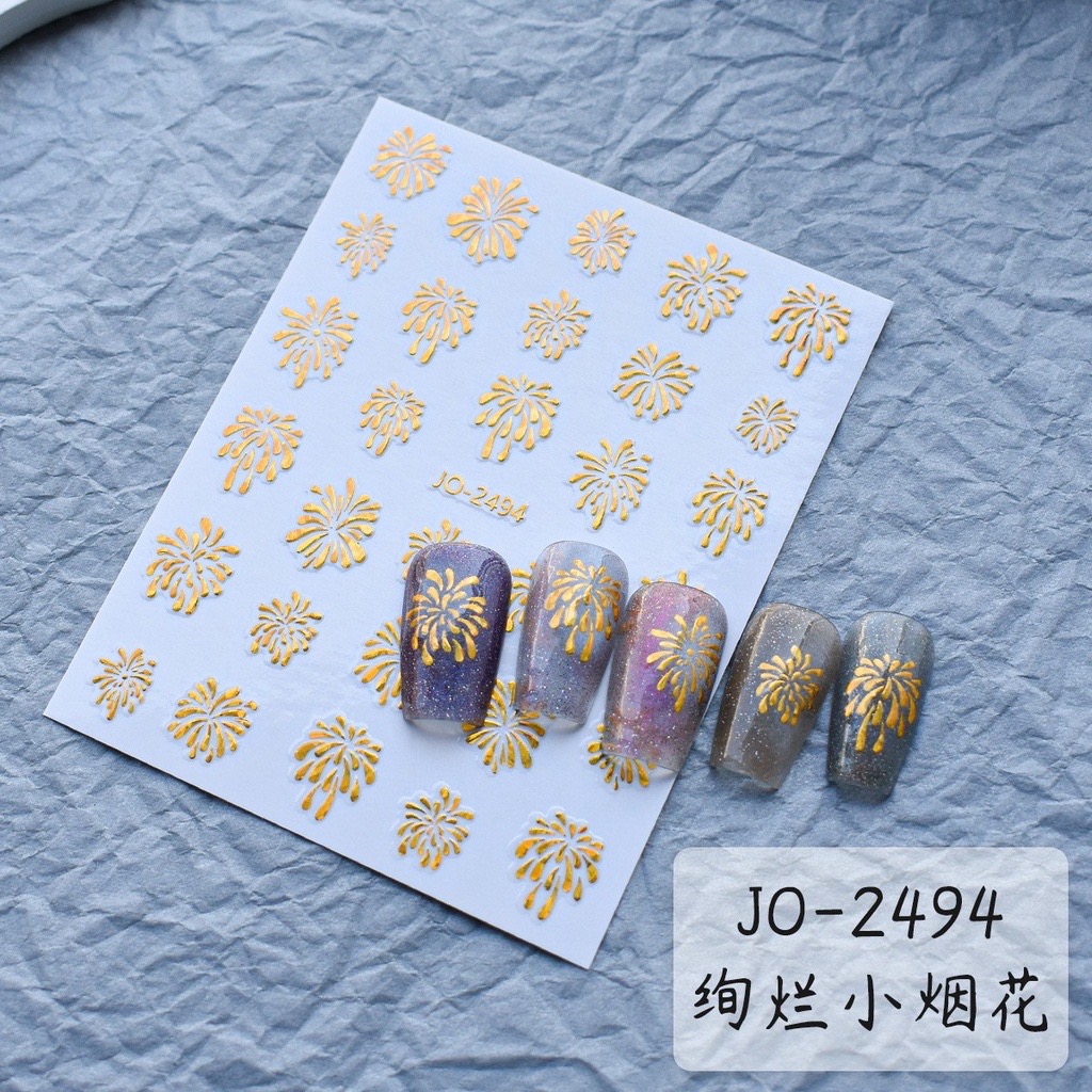 Sticker pháo hoa firework Tết JO-2494 dán móng năm mới 2024