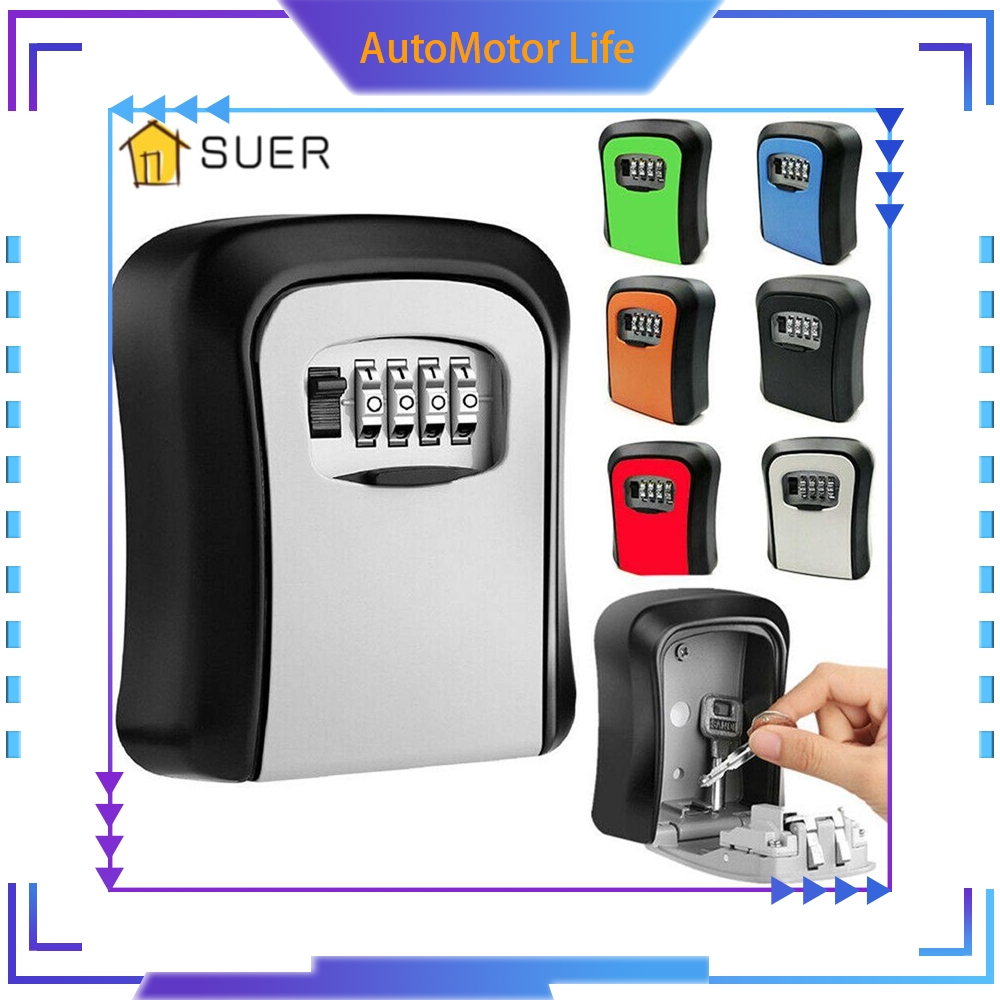 AutoMotor Life SUER Durable Key Box Indoor Outdoor Lock Storage Case Secure Boxes Engineering Plastic Weatherproof Wall Mounted 4 Digit Password Boxs/Multicolor