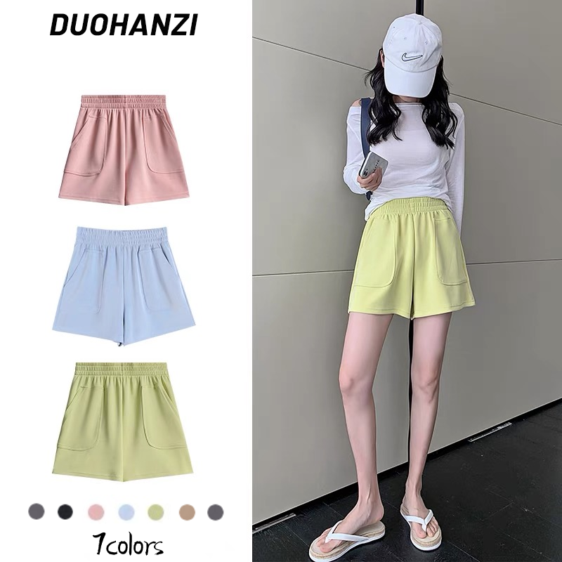 Zhu xia quần soóc ống rộng mới quần soóc nữ mặc thường ngày năm người lao động mỏng cạp cao dáng rộng mỏng hàn quốc