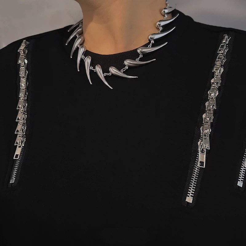 Geometric%20Silver%20Thorns%20Irregular%20Metal%20Necklace%20For%20Men%20Women%20Hiphop%20Punk%20Neck%20Chains%20Short%20Collar%20Necklaces%20Wolf%20Tooth%20Jewelry%20-%20Image%202