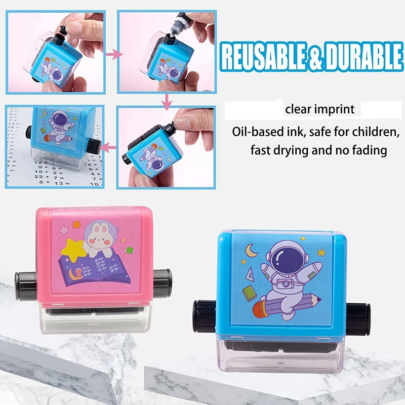 Teacher Stamps 4PCS Roller Digital Teaching Stamp(Addition, Subtraction, Multiplication and Division)
