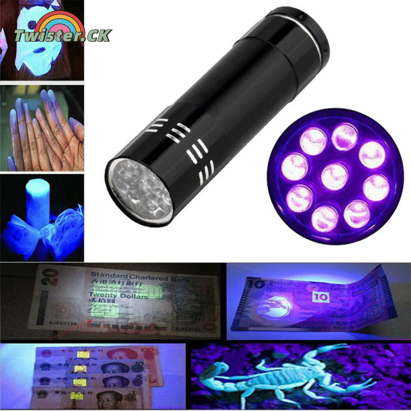 Twister.CK 9 Uv Led Ultraviolet Flashlight Multi-functional Mini Fluorescent Torch Lightweight Portable Outdoor Waterproof Emergency Lamp
