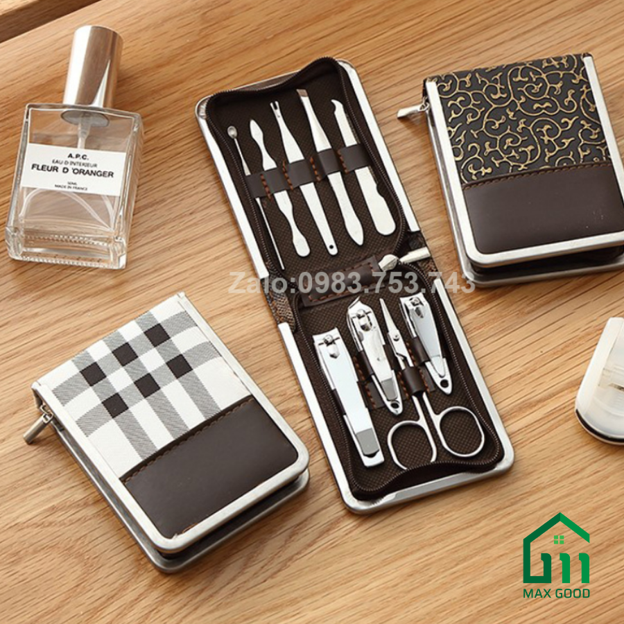 Bộ dụng cụ cắt móng tay bấm móng tay kèm bao da sang trọng 9 món cao cấp, dụng cụ làm nail