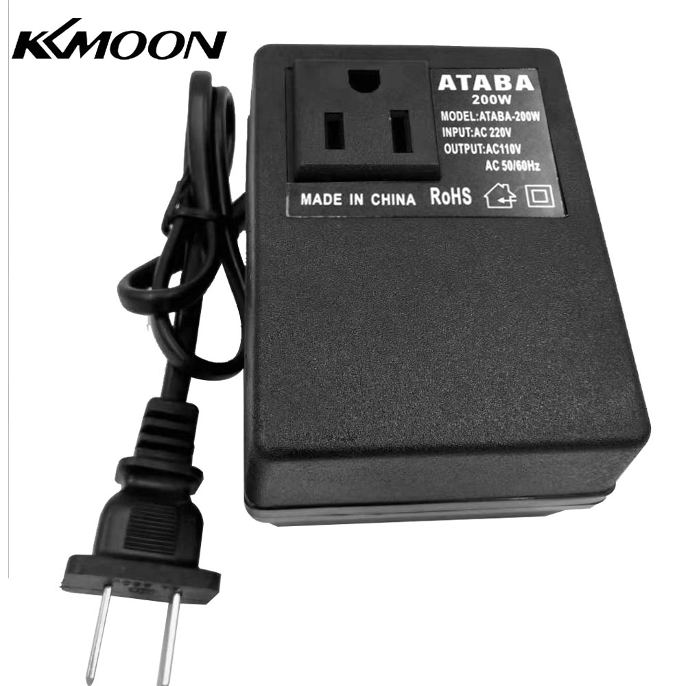 KKmoon Intelligent Efficient Household 200W AC 220V To 110V Step Down Transformer Voltage Converter Travel Power Adapter