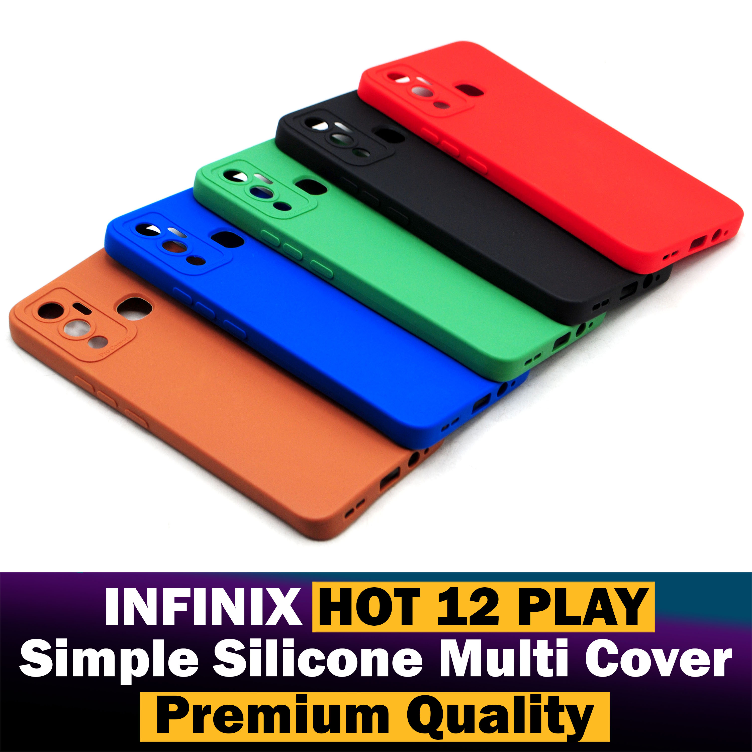 Infinix Hot 12 Play Back Cover Multicolour Soft Plain Case For Infinix Hot 12 Play. 