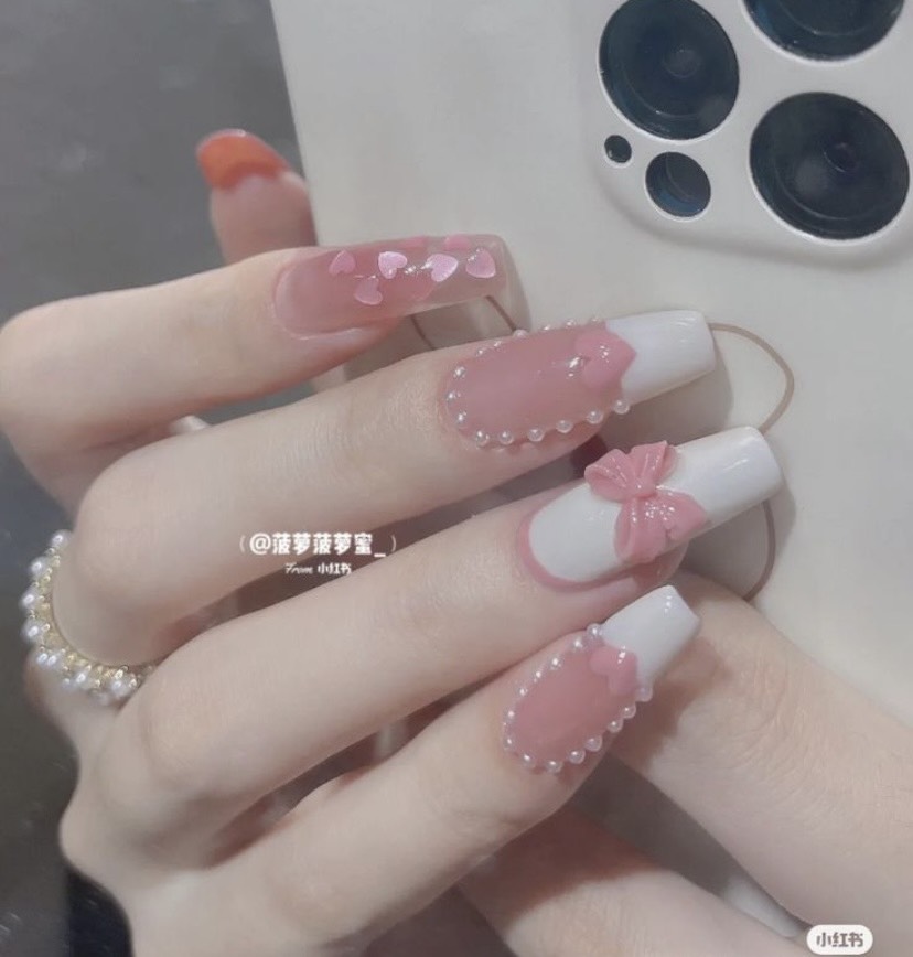 Chram nơ mix màu, đính móng siêu đẹp - Nail 937