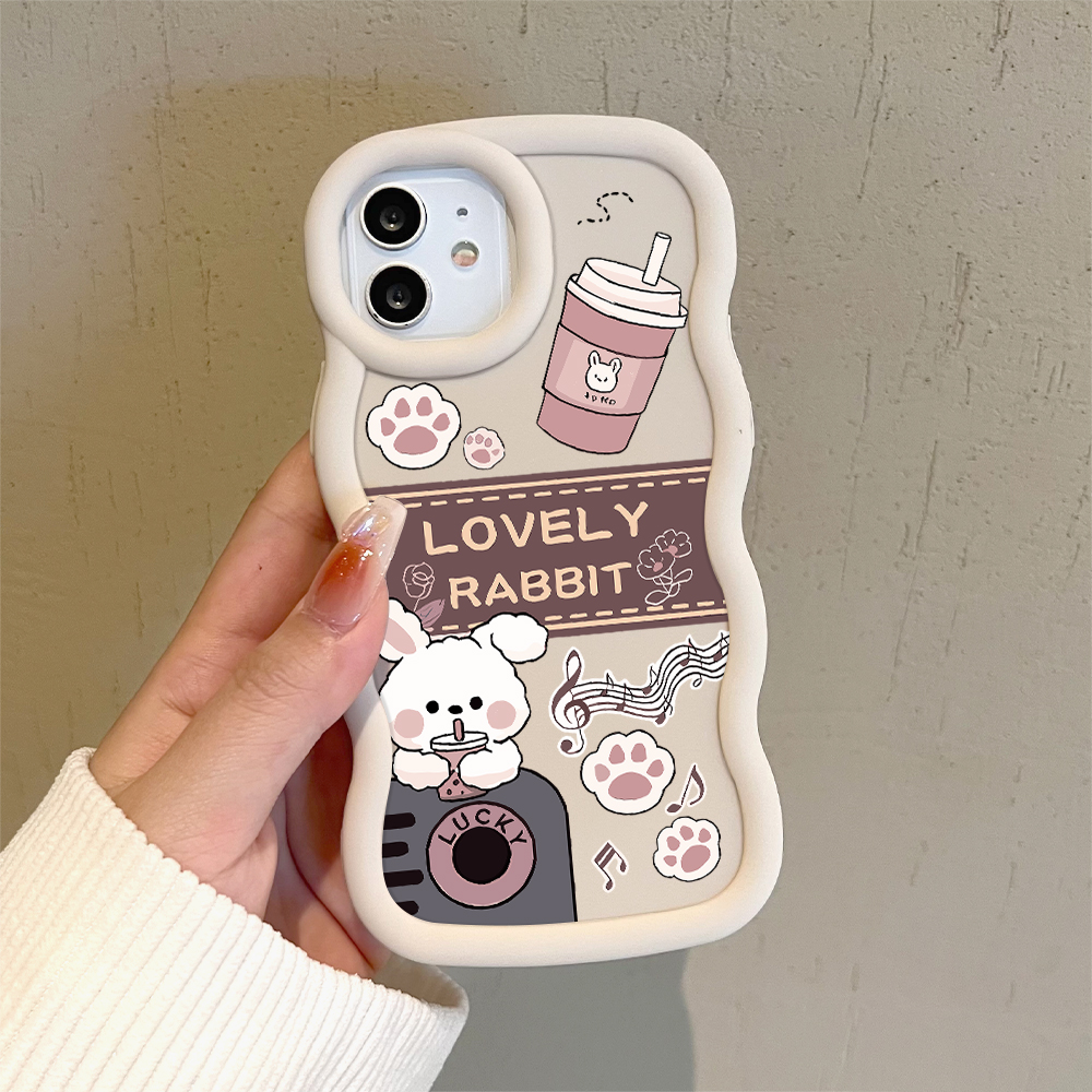 Hontinga for Redmi Note 13 12 11 10 9 Pro 4G Note 13 Pro Plus Xiaomi Poco M2 Pro Back Cover Music Rabbit Luxury Phone Cover Soft Silicone Macaron Wave Mobile Case. 