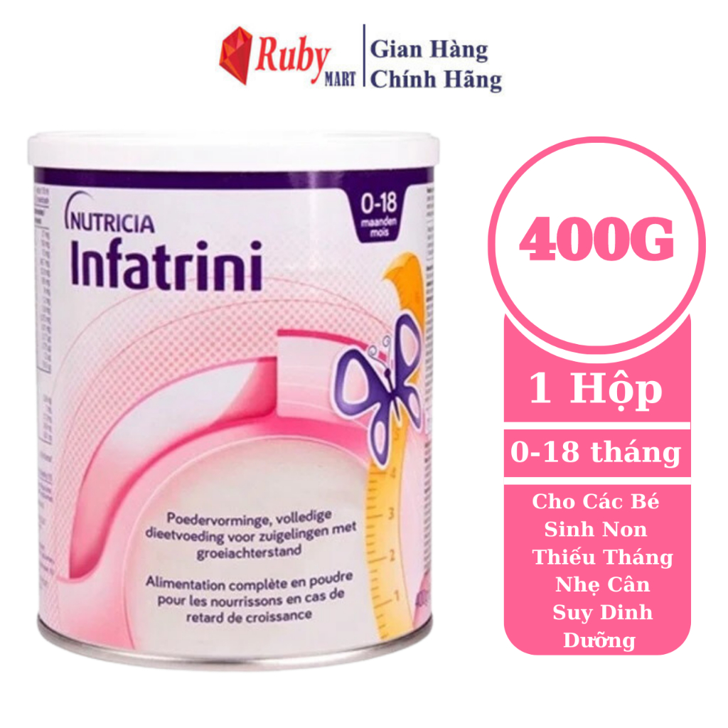 Sữa bột nutricia infatrini đức lon 400g dành cho các bé sinh non, sinh thiếu tháng, nhẹ cân, suy dinh dưỡng
