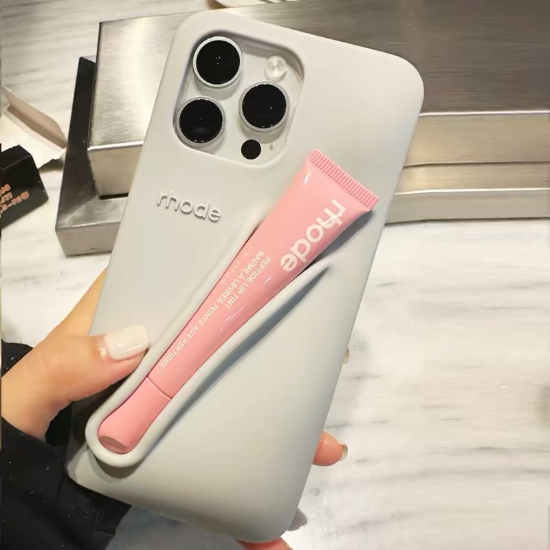 【Can Be Installed Lipstick】Sroof Case For iPhone 6 7 8 11 12 13 14 15 16 Pro Max X XR XS Max 7 8 14 15 16 Plus 12 13 Mini New fashion glossy soft liquid silicone Hailey Phone Case Back Cover.