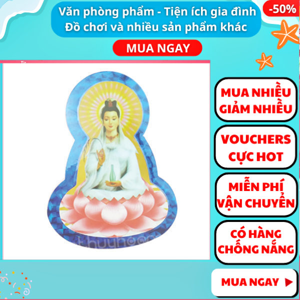 Combo 2 Miếng dán decal Phật Bà Quan Âm tọa sen, Nguyễn Thùy Store