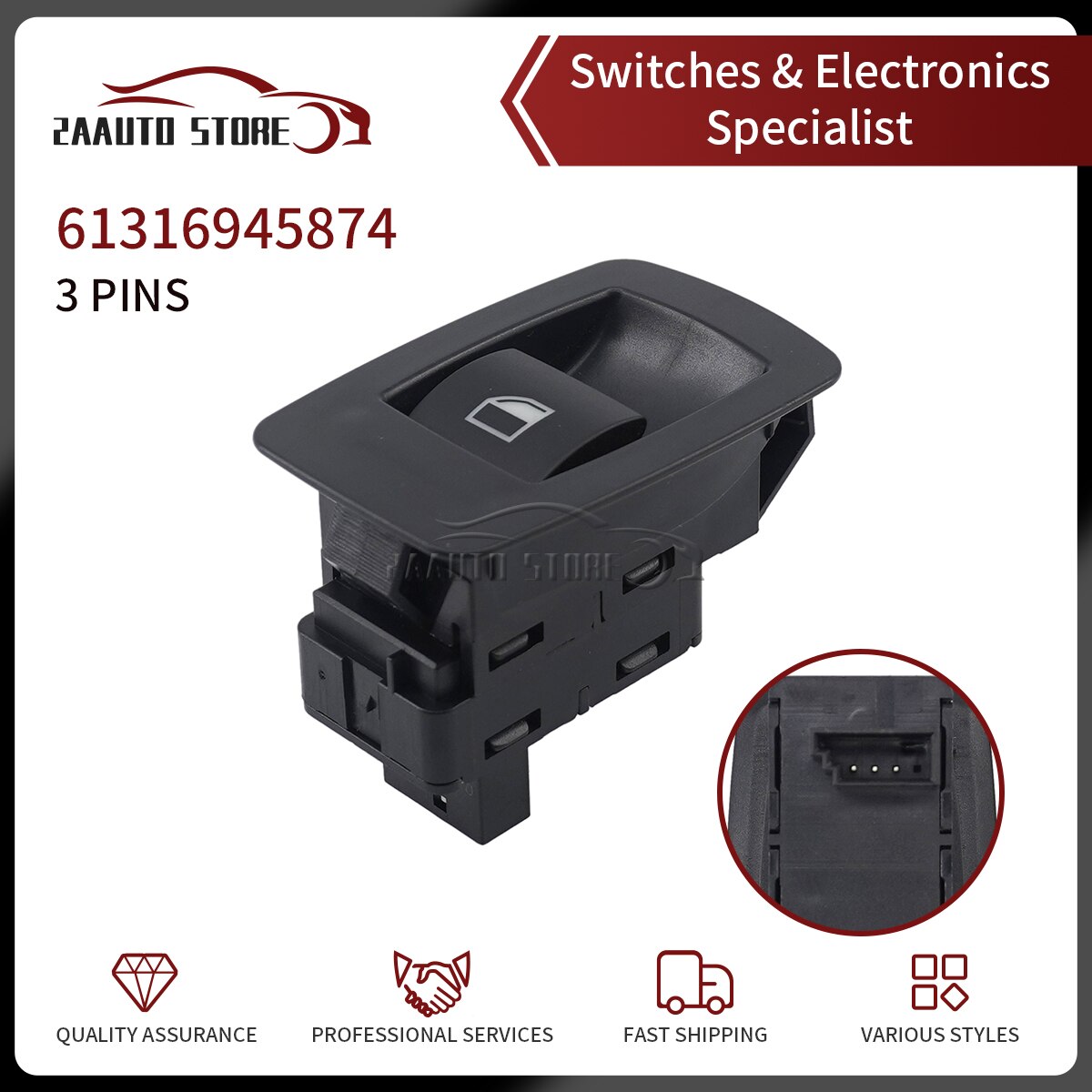 For bmw e90 e91 x5 x6 z4 e53 e71 e72 e83 330i passenger side car power window switch 61316945876 61316952001 61316945874