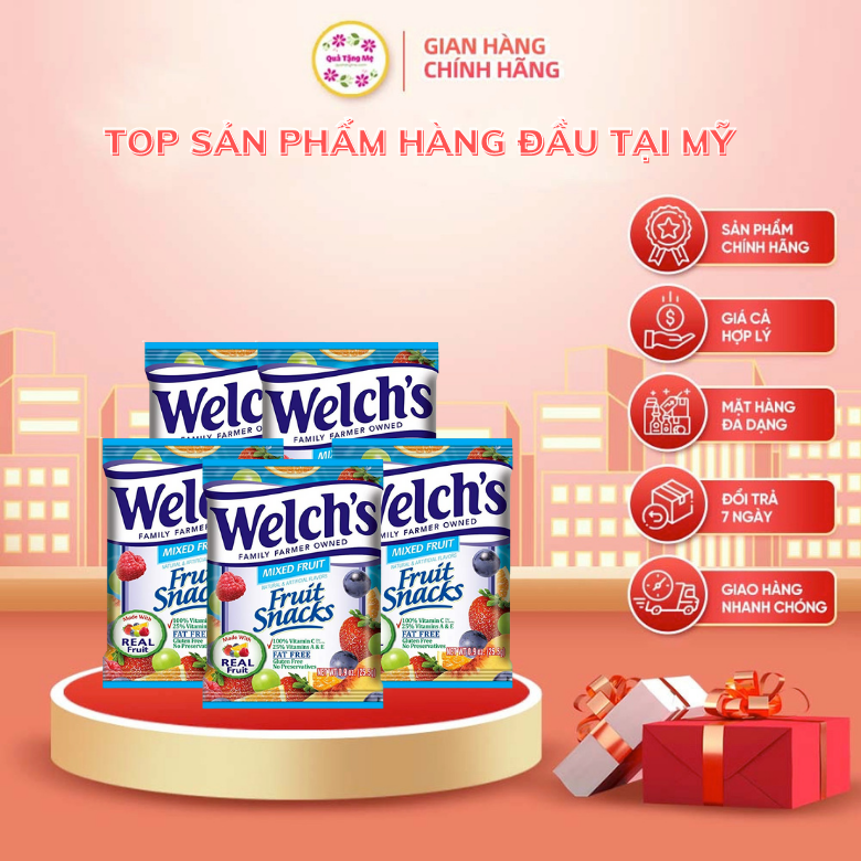 Combo 10 Gói Kẹo dẻo trái cây hỗn hợp - Welch's Mixed Fruit Snack