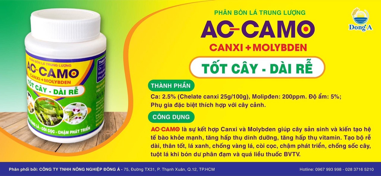 PHÂN BÓN LÁ TRUNG LƯỢNG AC CAMO (CANXI + MOLYPDEN) Hũ 100g