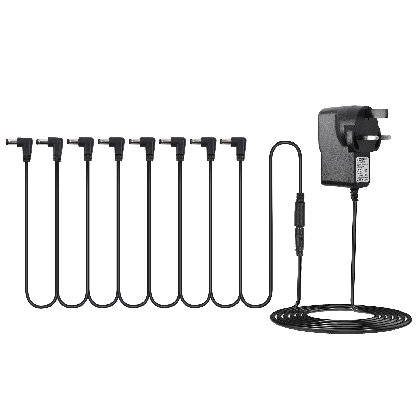 [okoogee]Guitar Effect Pedal Power Supply Adapter with 8 Ways Daisy Chain Cable Power Line Right Angle