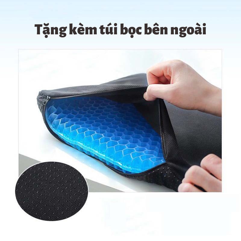 Đệm ngồi 2 lớp 3D silicon thoáng khí