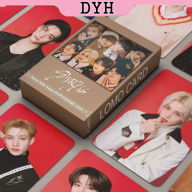 Dyh 55pcs stray kids photocard xmas album kpop lomo card postcard